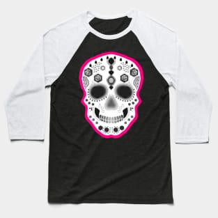 Hot Pink Sugar Skull Baseball T-Shirt